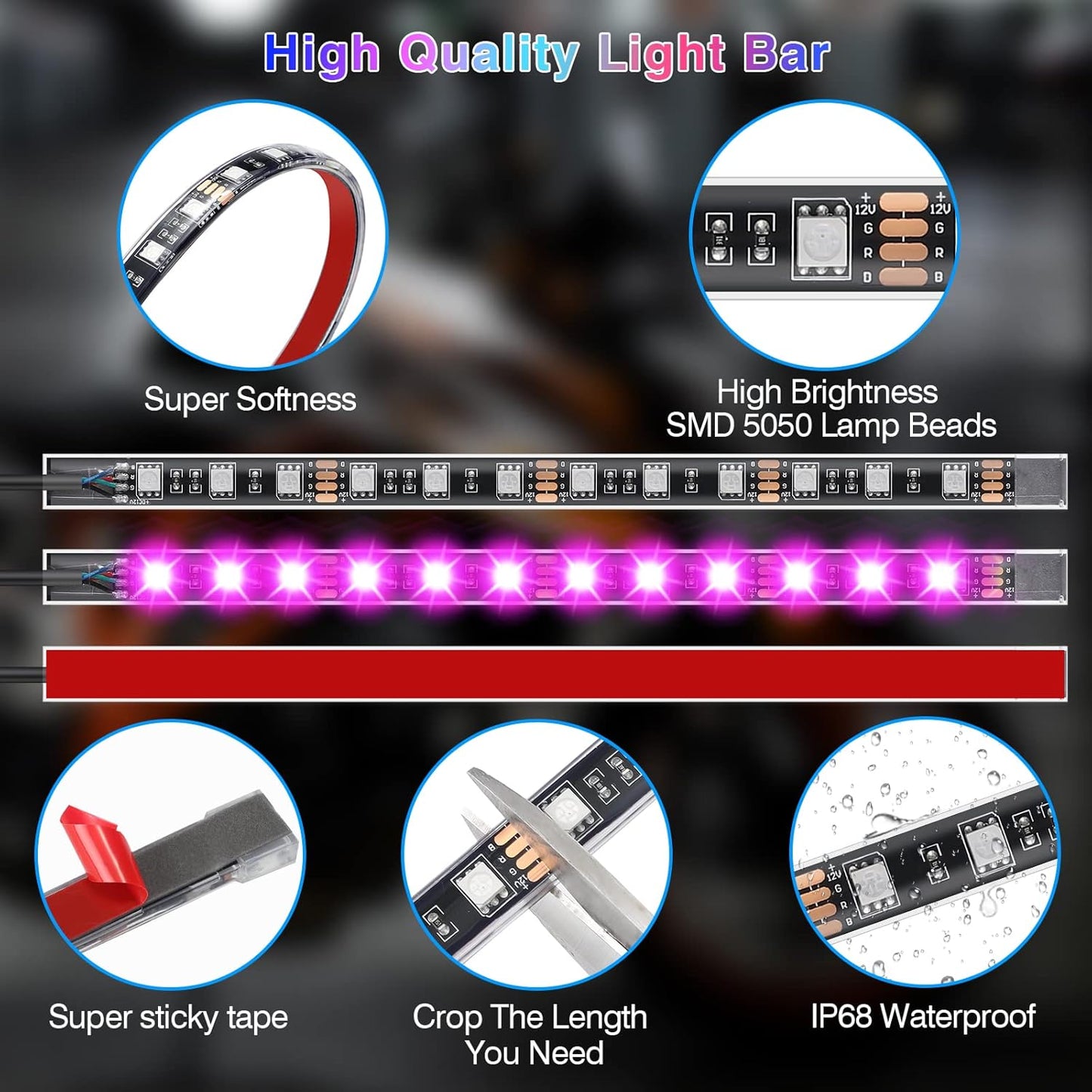 12pcs Motorcycle Led Light Kit With Brake Turn Signal