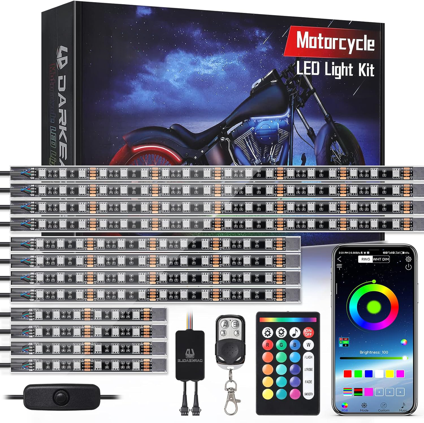 12pcs Motorcycle Led Light Kit With Brake Turn Signal