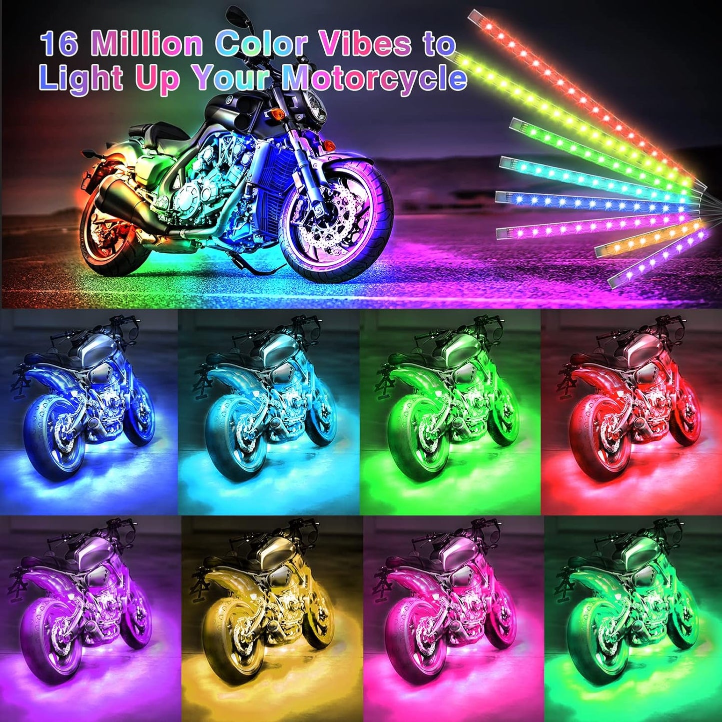 12pcs Motorcycle Led Light Kit With Brake Turn Signal