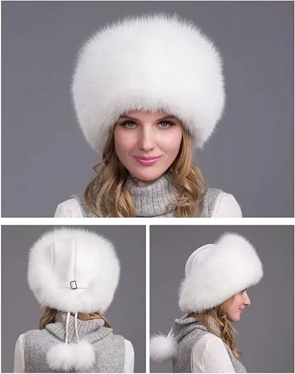 100% Natural Fox Fur Hat Women Cap Thick Winter Warm Female