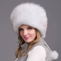 100% Natural Fox Fur Hat Women Cap Thick Winter Warm Female