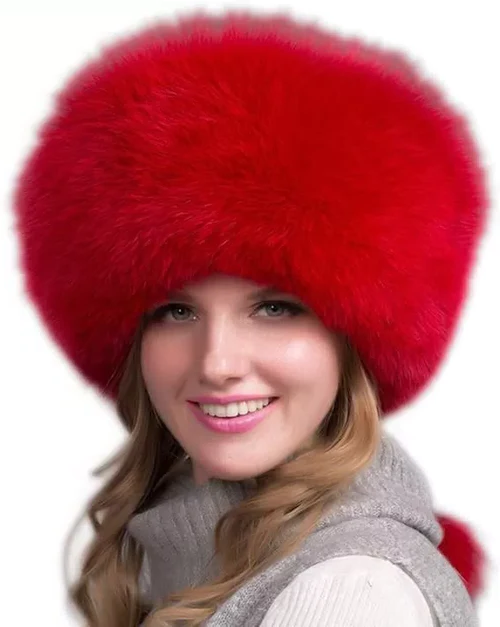 100% Natural Fox Fur Hat Women Cap Thick Winter Warm Female
